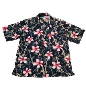 Vintage Paradise Cove 100% Silk Button-Up  Hawaiian Tropical Short Sleeve Shirt